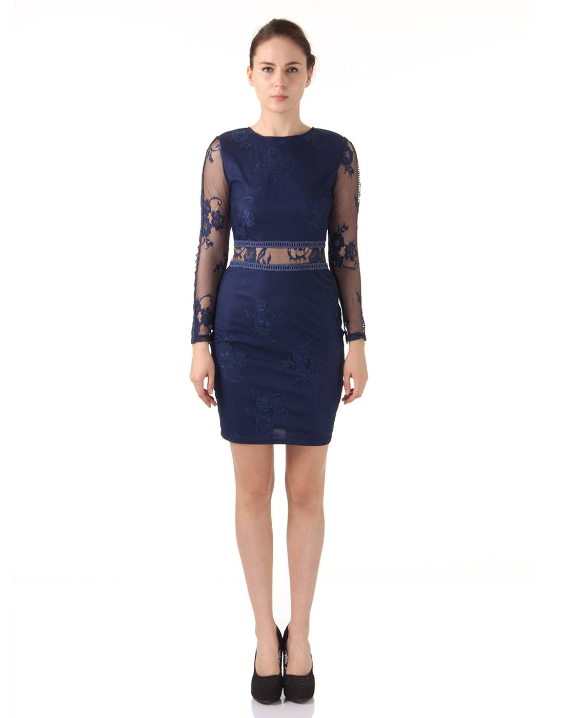 Ax Paris Women Party Navy Blue Bodycon Dress